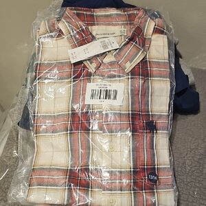 Abercrombie & Fitch youth Cream and Red Plaid Shirt